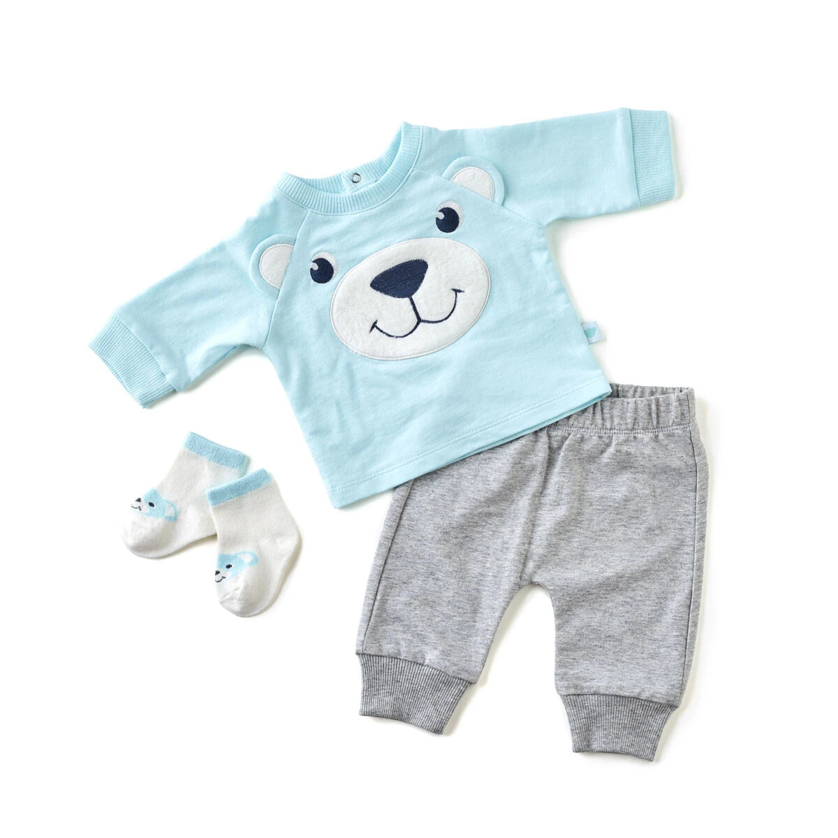 Blue Bear Baby Outfit With Socks - Size 9 Months for Stuffed Animals | Build-A-Bear® - US 9178