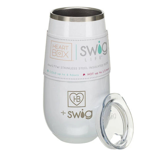 6 oz. HeartBox x Swig Life White Stemless Flute | Build-A-Bear® - US 5147
