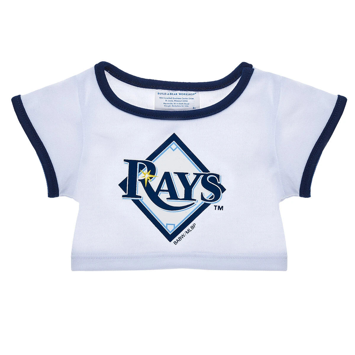 Tampa Bay Rays™ White & Blue Ringer T-Shirt for Stuffed Animals | Build-A-Bear® - US 9775