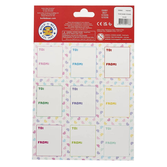 Valentine's Day Tear & Share Sticker Set | Build-A-Bear® - US 2559