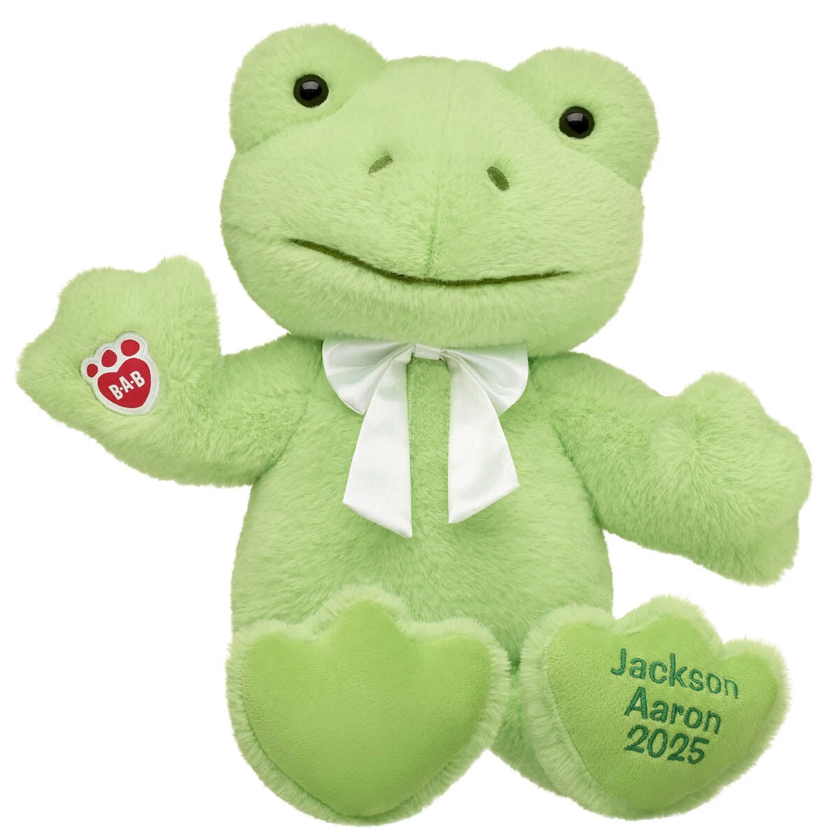 Embroidered Spring Green Frog Plush &amp; White Gifting Bow | Build-A-Bear® - US 6548
