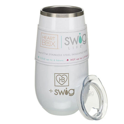 6 oz. HeartBox x Swig Life White Stemless Flute | Build-A-Bear® - US 6755