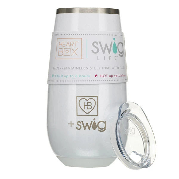 6 oz. HeartBox x Swig Life White Stemless Flute | Build-A-Bear® - US 5147