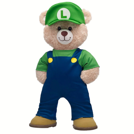 Super Mario Happy Hugs Teddy Bear Luigi Gift Set | Build-A-Bear - US 7615
