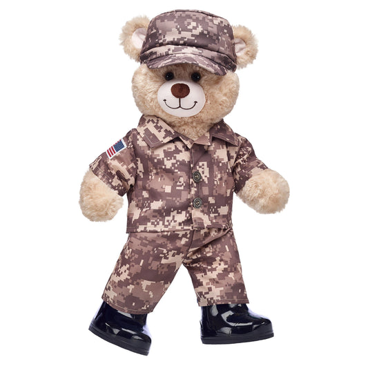 Happy Hugs Teddy Bear Khaki Camo Gift Set | Build-A-Bear® - US 8859