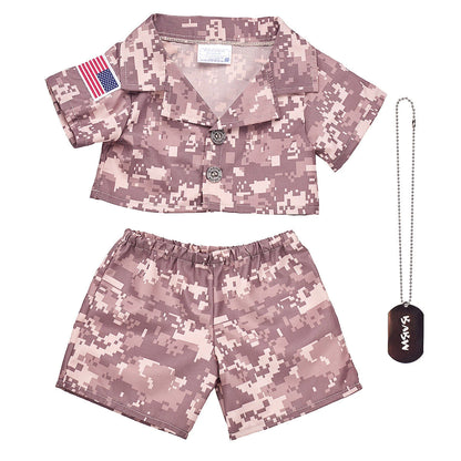 Khaki Digital Camo Uniform with USA Flag for Stuffed Animals | Build-A-Bear® - US 7190
