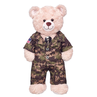 Green Digital Camo Uniform with USA Flag for Stuffed Animals | Build-A-Bear® - US 6162