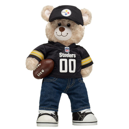 Pittsburgh Steelers Happy Hugs Teddy Bear Hat &amp; Football Set - US 7325