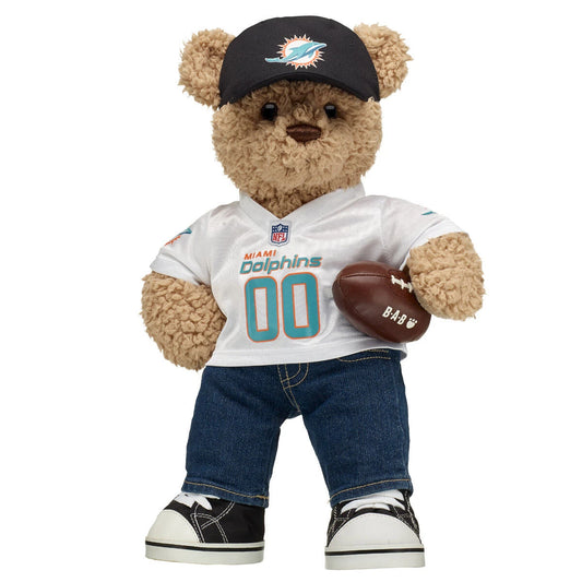 Miami Dolphins Timeless Teddy Bear Fan Hat &amp; Football Set - US 9384