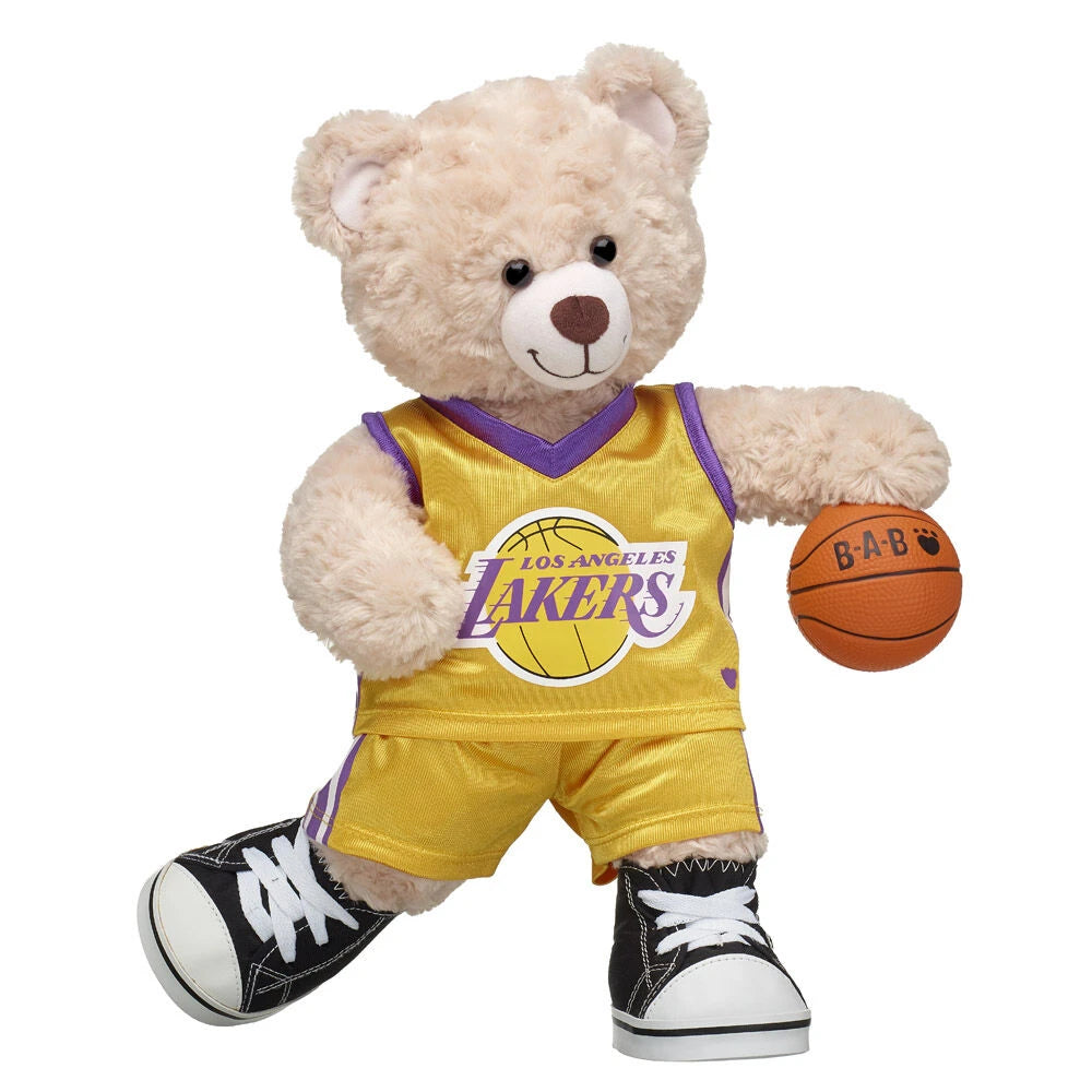 Los Angeles Lakers Happy Hugs Teddy Bear Basketball Gift Set | Build-A-Bear® - US 9996