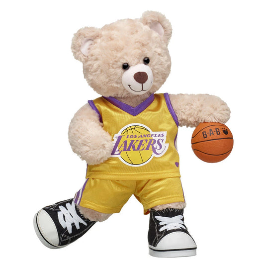 Los Angeles Lakers Happy Hugs Teddy Bear Basketball Gift Set | Build-A-Bear® - US 7432
