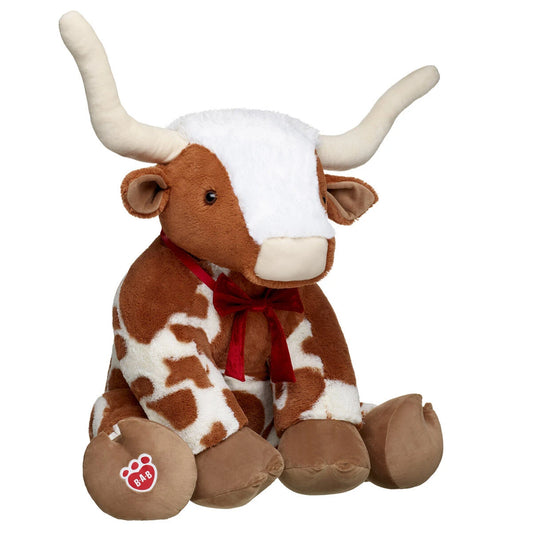 Giant Longhorn Cow Plush &amp; Red Gifting Bow | Build-A-Bear® - US 8195
