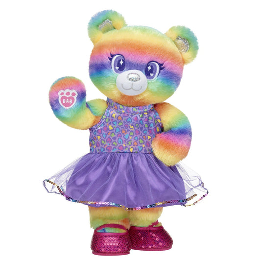 Rainbow Stripes Teddy Bear Leopard Print | Build-A-Bear - US 3344