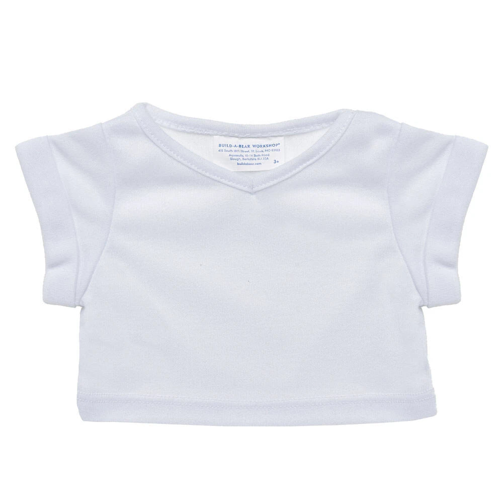 Online Exclusive White V-Neck T-Shirt | Build-A-Bear - US 7831