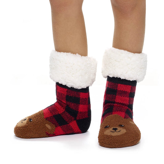 Build-A-Bear Pajama Shop™ Buffalo Check Bear Slipper Socks - Toddler, Youth &amp; Adult - US 8280