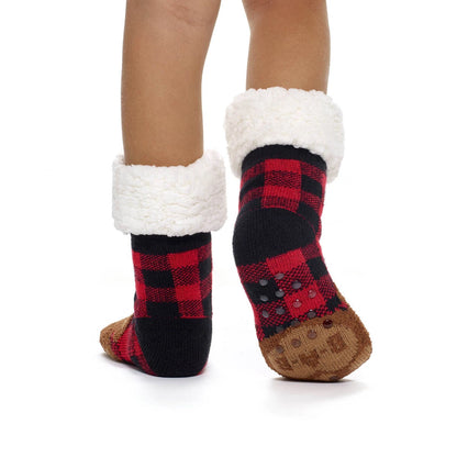 Build-A-Bear Pajama Shop™ Buffalo Check Bear Slipper Socks - Toddler, Youth &amp; Adult - US 4728