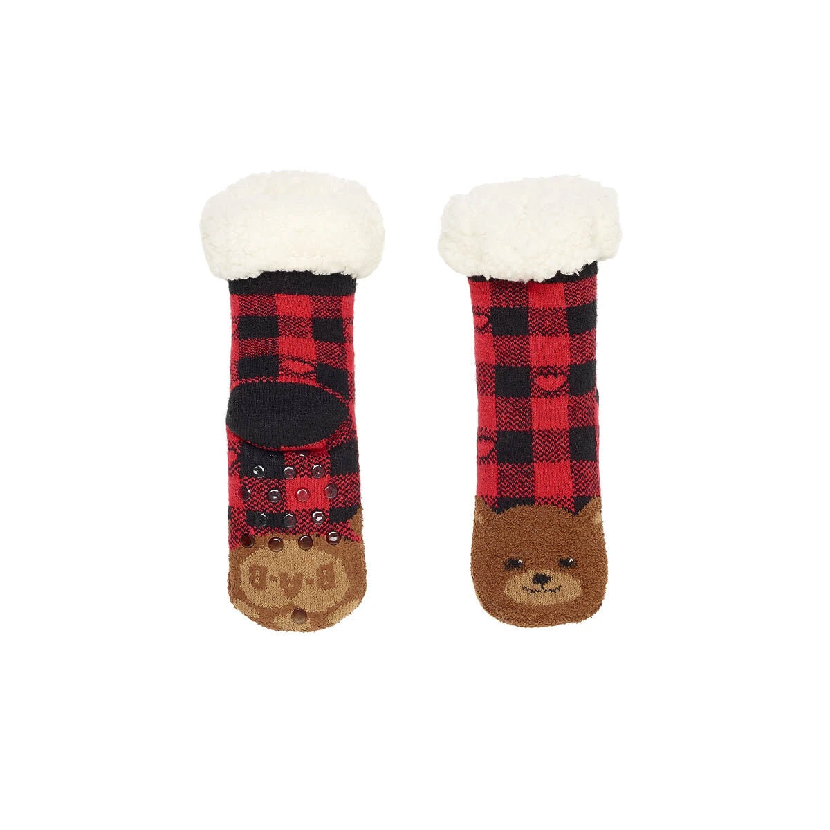 Build-A-Bear Pajama Shop™ Buffalo Check Bear Slipper Socks - Toddler, Youth &amp; Adult - US 4728